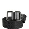 Black Logo Monogram Silver Metal Buckle Belt
