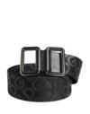 Black Logo Monogram Silver Metal Buckle Belt