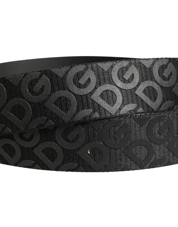 Black Logo Monogram Silver Metal Buckle Belt