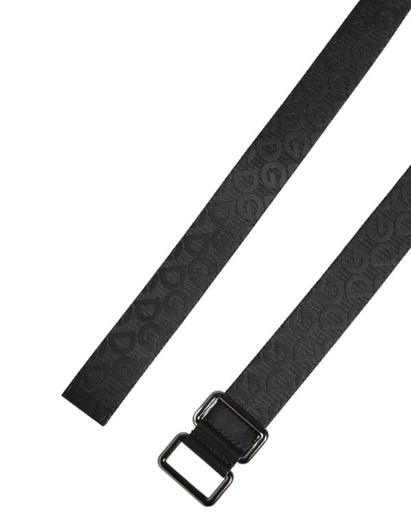 Black Logo Monogram Silver Metal Buckle Belt