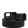 Black Calf Leather Gold Metal Buckle  Belt