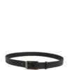 Black Calf Leather Silver Metal Buckle Belt