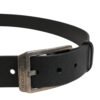 Black Calf Leather Silver Metal Buckle Belt