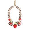 Gold Brass FRUIT Pendants Flowers Crystal Logo Necklace