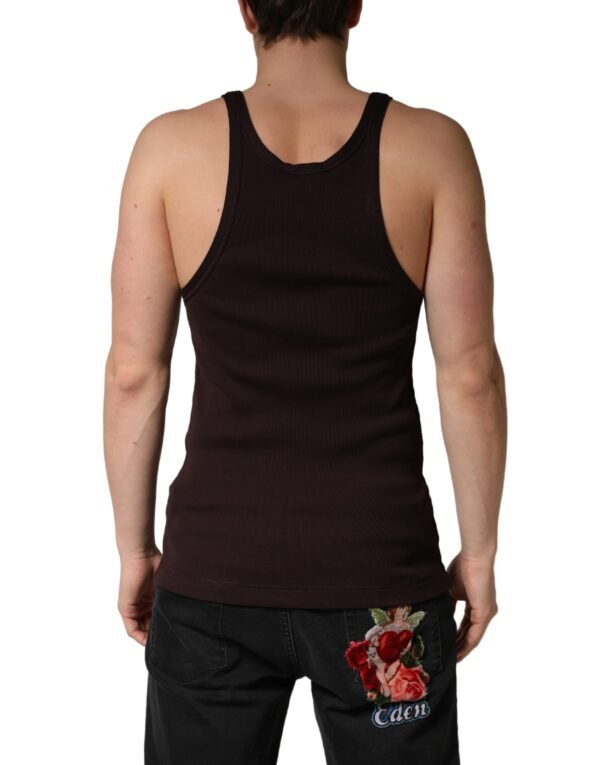Brown Sleeveless Round Neck Tank Top T-shirt