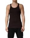 10346288.jpeg Brown Sleeveless Round Neck Tank Top T-shirt