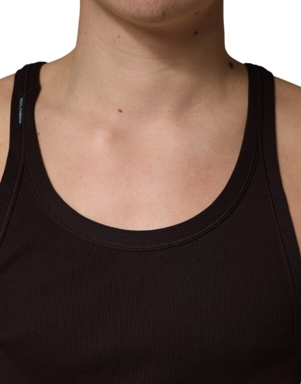 Brown Sleeveless Round Neck Tank Top T-shirt