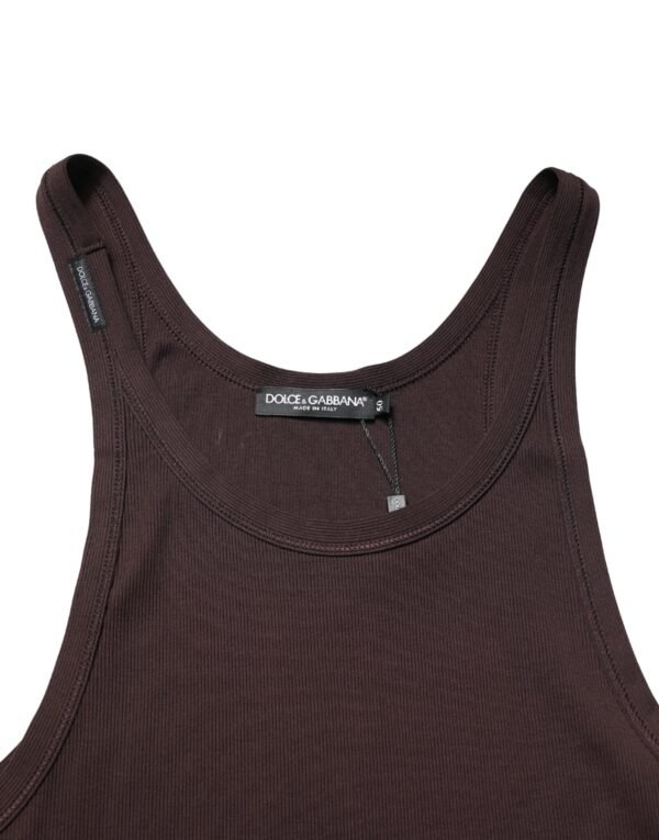 Brown Sleeveless Round Neck Tank Top T-shirt