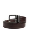 Men Brown Classic Leather Metal Buckle Belt