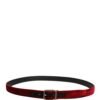 Men Burgundy Velvet Cotton Metal Buckle Belt