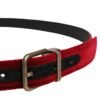 Men Burgundy Velvet Cotton Metal Buckle Belt