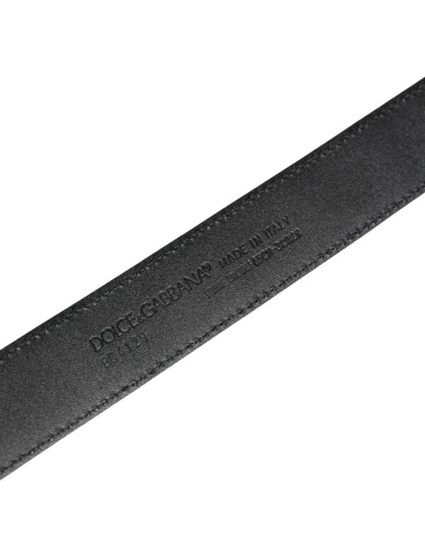 Men Black Exotic Leather Logo Buckle Belt