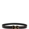 Men Black Exotic Leather Logo Buckle Belt