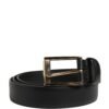 Men Black Classic Leather Metal Buckle Belt