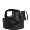 Men Black Classic Leather Metal Buckle Belt