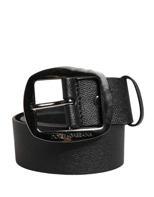 Men Black Classic Leather Metal Buckle Belt