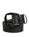 Men Black Classic Leather Metal Buckle Belt