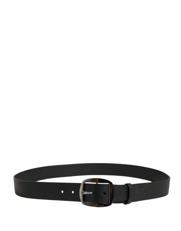Men Black Classic Leather Metal Buckle Belt