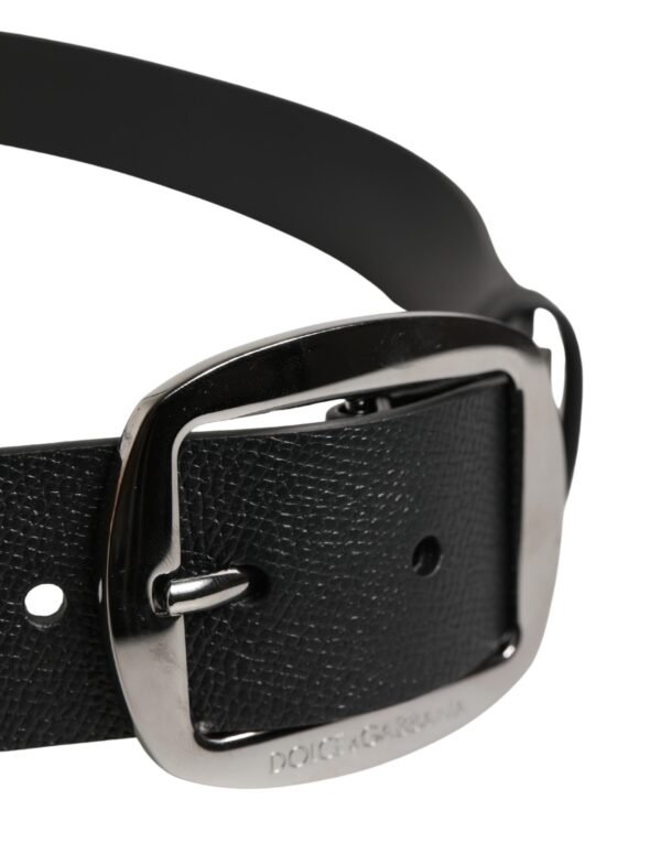 Men Black Classic Leather Metal Buckle Belt
