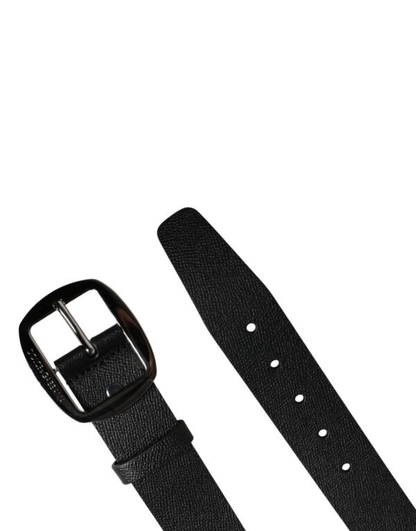Men Black Classic Leather Metal Buckle Belt