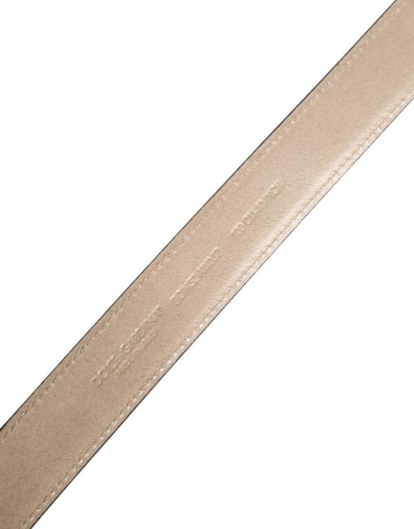 Men Beige Woven Leather Metal Buckle Belt