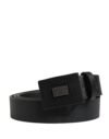 Men Black Calfskin Leather Square Buckle Belt