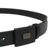 Men Black Calfskin Leather Square Buckle Belt