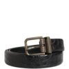 Men Black Exotic Leather Metal Buckle Belt