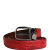 Men Red Exotic Leather Metal Buckle Belt