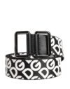 White Black Logo Leather Metal Buckle Belt