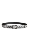 White Black Logo Leather Metal Buckle Belt