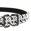 White Black Logo Leather Metal Buckle Belt