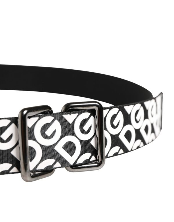 White Black Logo Leather Metal Buckle Belt