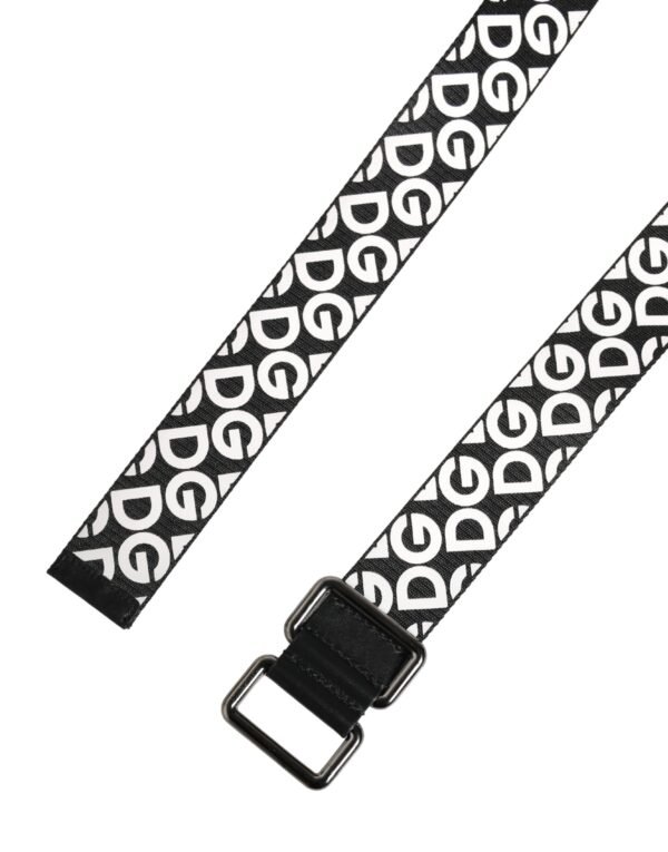 White Black Logo Leather Metal Buckle Belt