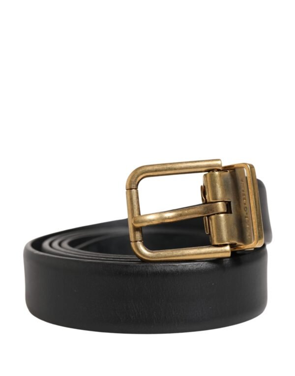 Men Black Classic Leather Metal Buckle Belt