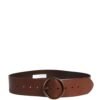 Brown Leather Wide Waist Metal Round Belt