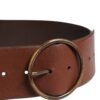 Brown Leather Wide Waist Metal Round Belt