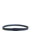 Men Blue Calf Leather Logo Metal Buckle Belt