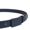 Men Blue Calf Leather Logo Metal Buckle Belt