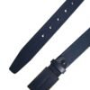 Men Blue Calf Leather Logo Metal Buckle Belt