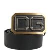 Men Black Leather DG Logo Metal Buckle Belt