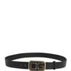 Men Black Leather DG Logo Metal Buckle Belt