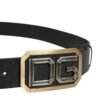 Men Black Leather DG Logo Metal Buckle Belt
