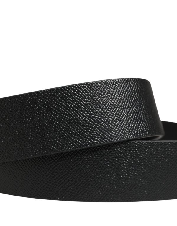 Men Black Leather DG Logo Metal Buckle Belt
