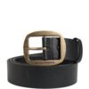 Men Black Classic Leather Metal Buckle Belt