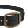 Men Black Classic Leather Metal Buckle Belt
