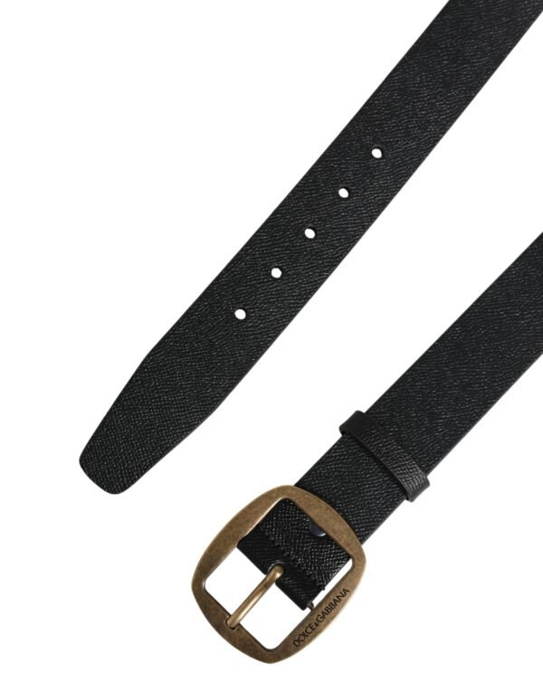 Men Black Classic Leather Metal Buckle Belt