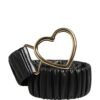 Black Leather Gold Heart Metal Buckle Belt