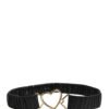 Black Leather Gold Heart Metal Buckle Belt