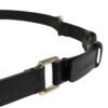 Black Leather Thin Gold Metal Brass Buckle Waist Belt